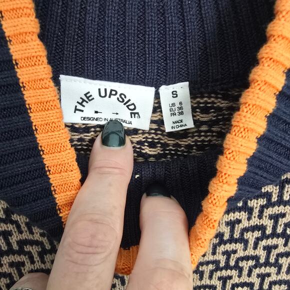 The Upside Castilla Clementine Sweater Mock Neck Geometric Pattern Multicolor S - Picture 3 of 8